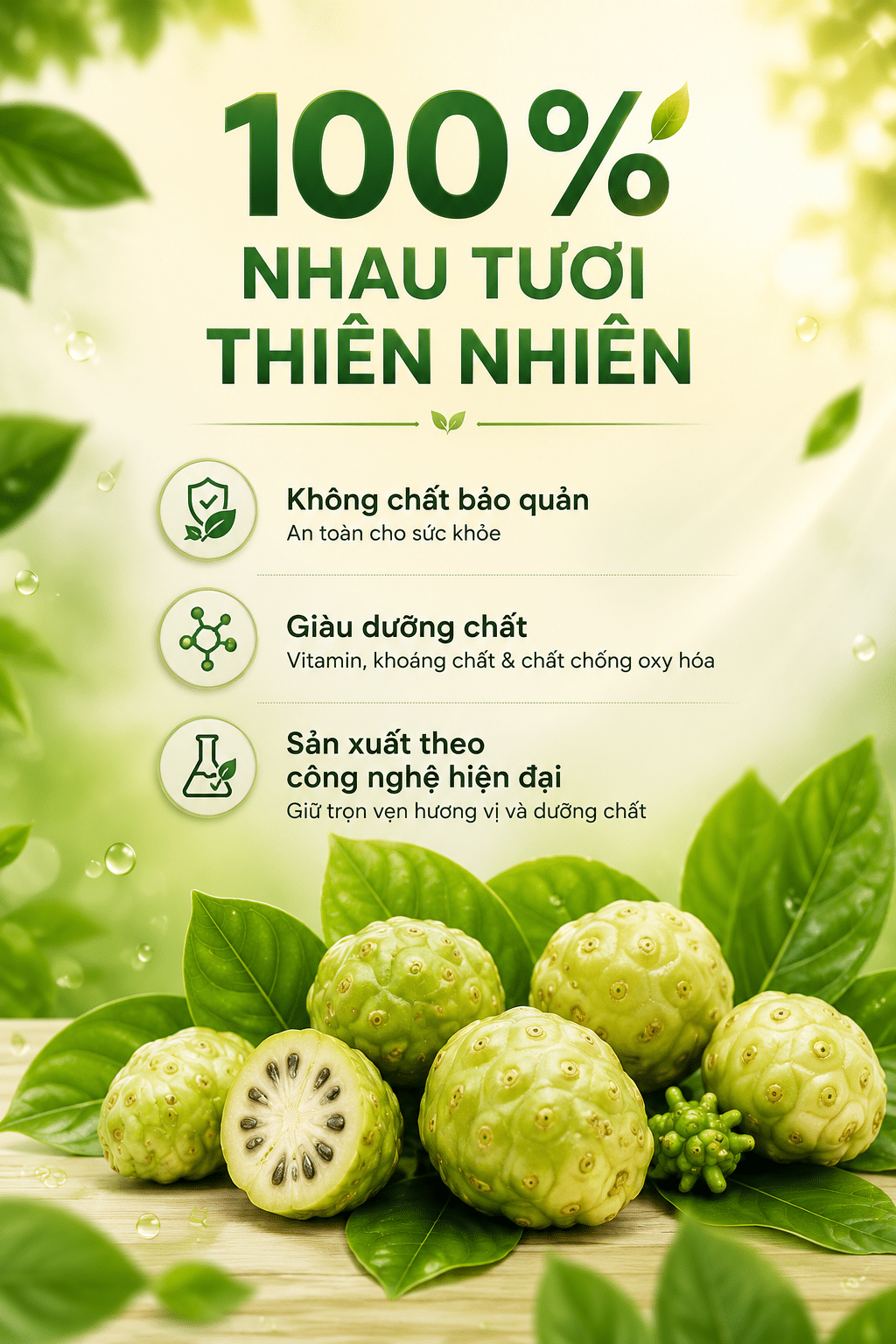 100% Nhàu tươi thiên nhiên